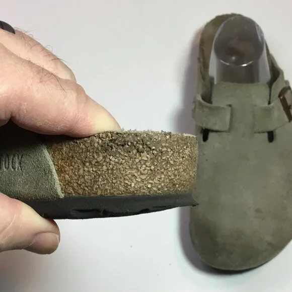 Birkenstock Boston Soft Footbed Clog Velvety Suede Leather Taupe Men's Size 11 - Picture 8 of 10